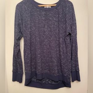 heathered blue lightweight pullover crew neck sweatshirt